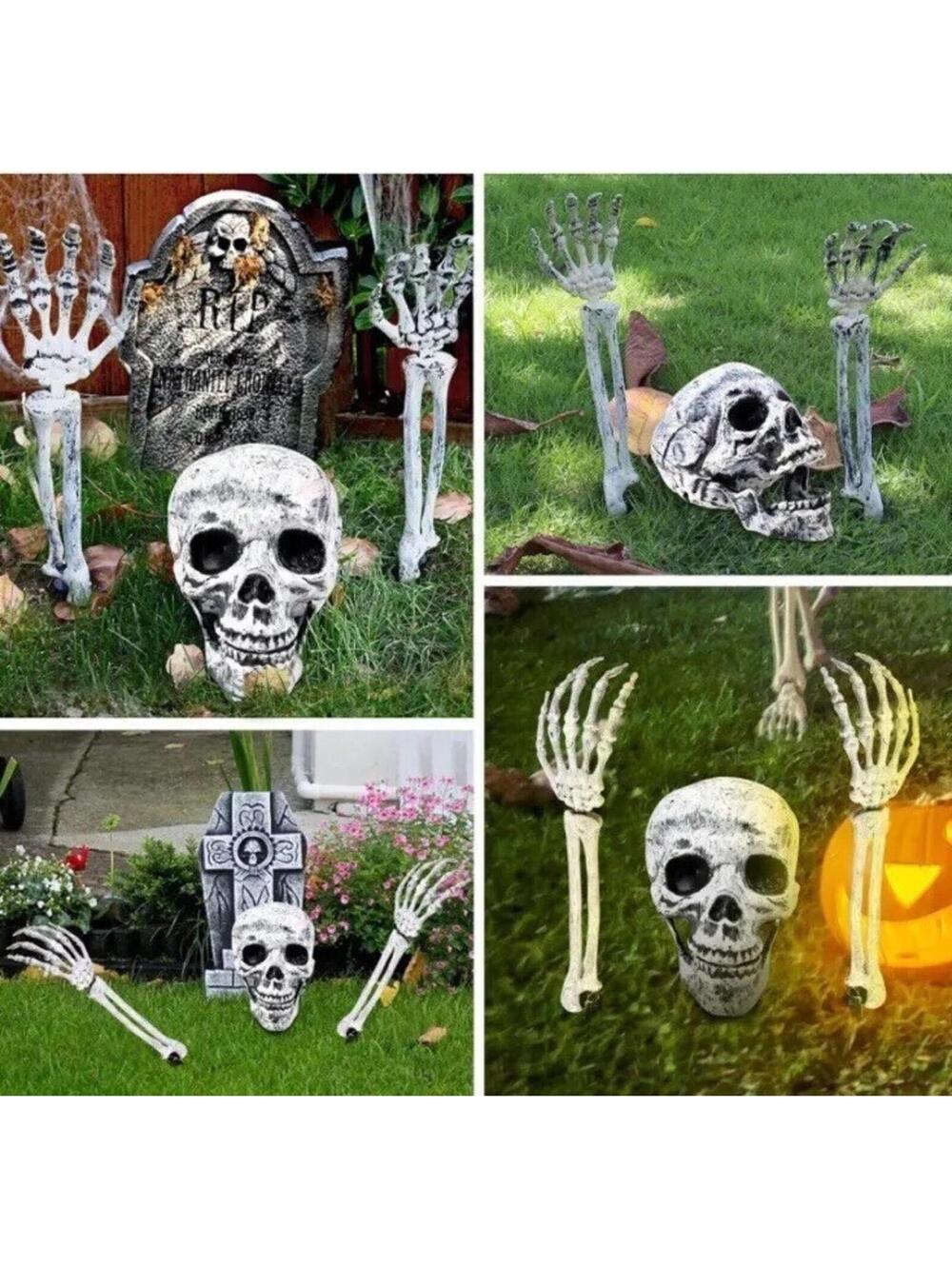 Halloween Skull Skeleton Arms with Spikes – Outdoor Spooky Display Decoration